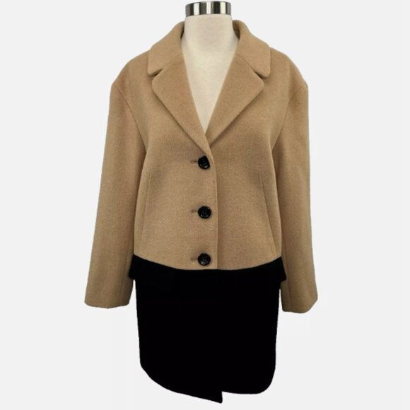 Talbots‎ Petites Colorblock Wool Viscose Coat - Picture 2 of 13